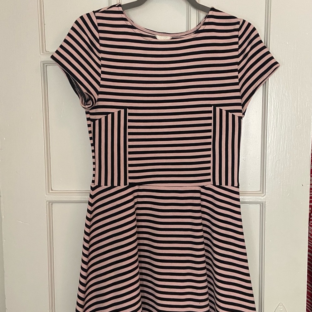 Pink and black striped dress